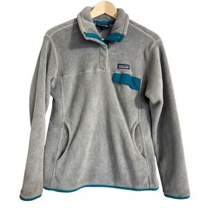 Patagonia Re-Tool Snap-T Fleece Pullover Grey Teal Womens Large Polartec
